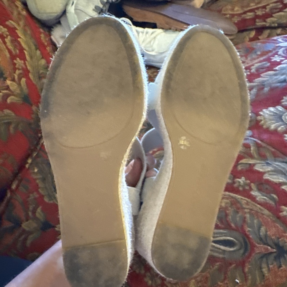 LUCKY BRAND Womens White Mendona Round Toe Wedge Leather Espadrille Shoes 10 M - Picture 6 of 7